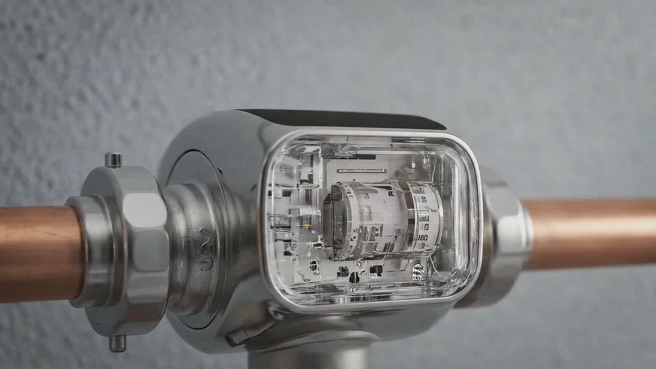 ValveTech meter installed on a copper water pipe